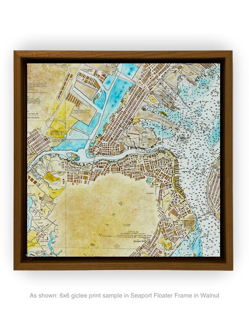 New York Harbor Nautical Chart | Framed Giclee Print on Canvas